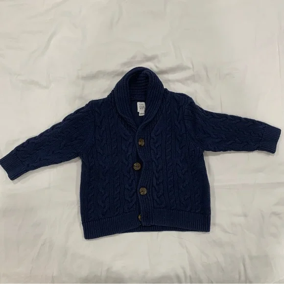 Baby Gap Blue Cable Knit Cardigan - 12-18 Months - Picture 2 of 5